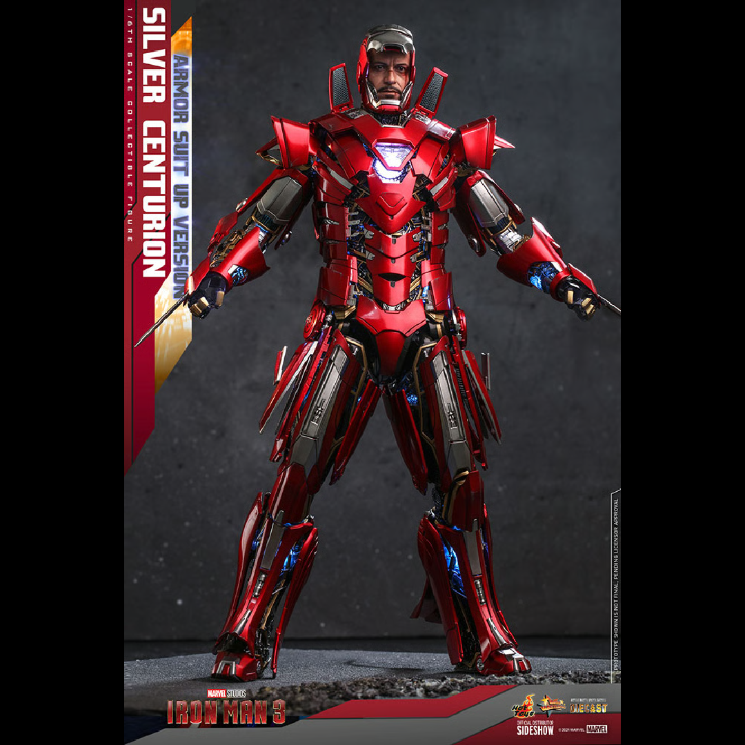 Iron Man Armadura Silver Centurion Suit Up Figura Escala 1/6 | Hot Toys | UVSTOREGT